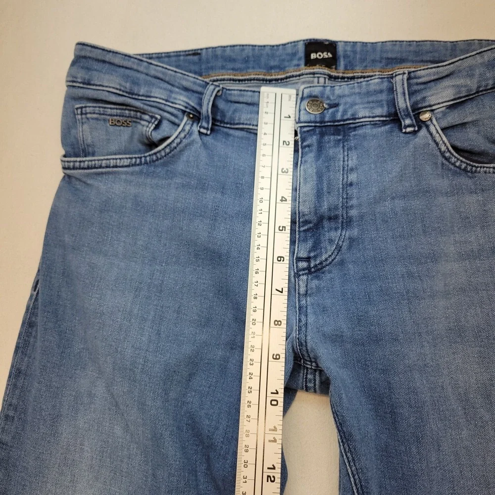 BOSS Hugo Boss Jeans Mens 34x27* Blue Maine Regular Straight‎ Italy Made Denim